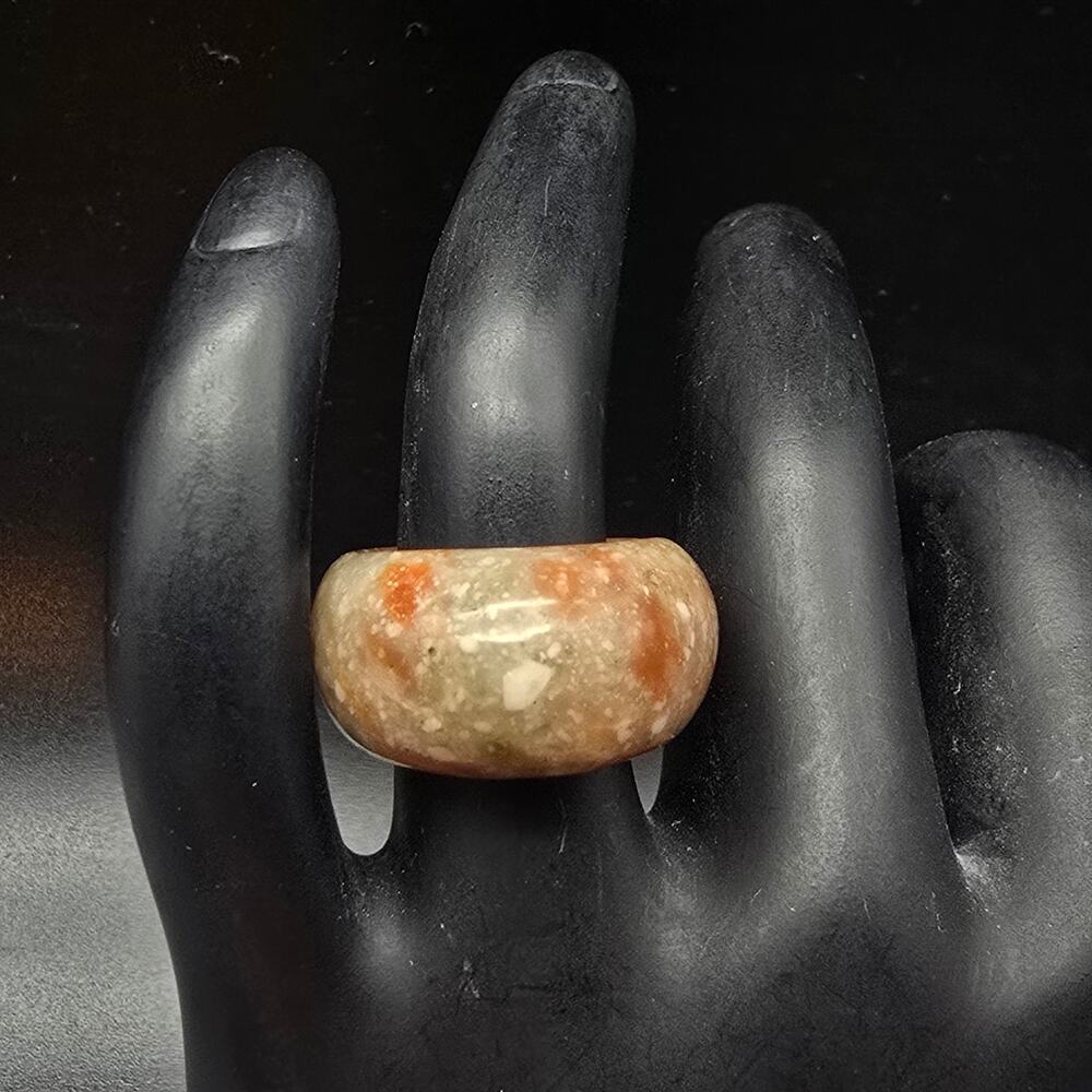 Brown Red Marbled Jasper Ring Size 6
